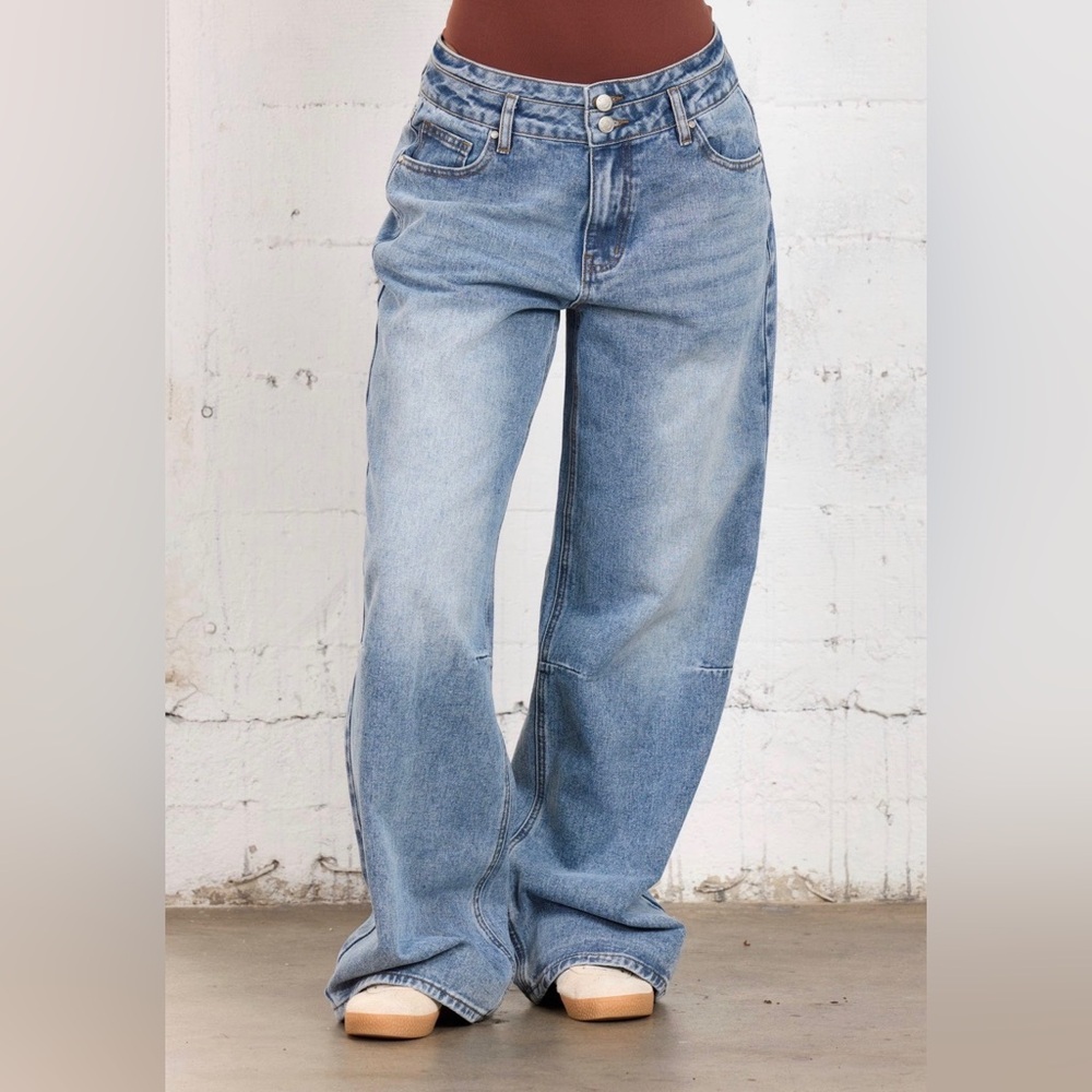 YOUNGLA W279 Sundown Baggy Jeans in Medium Wash Size Medium BRAND NEW W/ TAGS